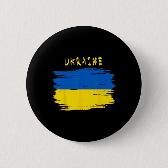 Ukraina Flagga Med Penseldrag Stil  Knapp (Framsida)