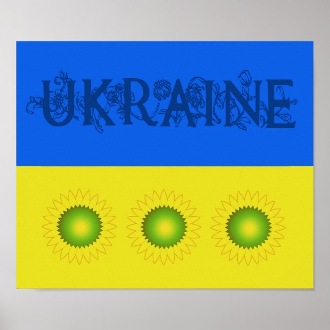 Ukraina Flagga med solblommor Poster (Framsidan)