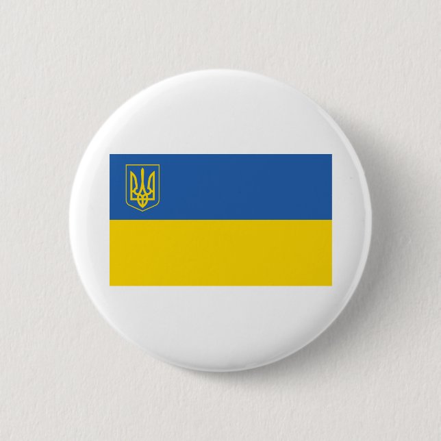 Ukraina-Flagga-med-Trident Knapp (Framsida)