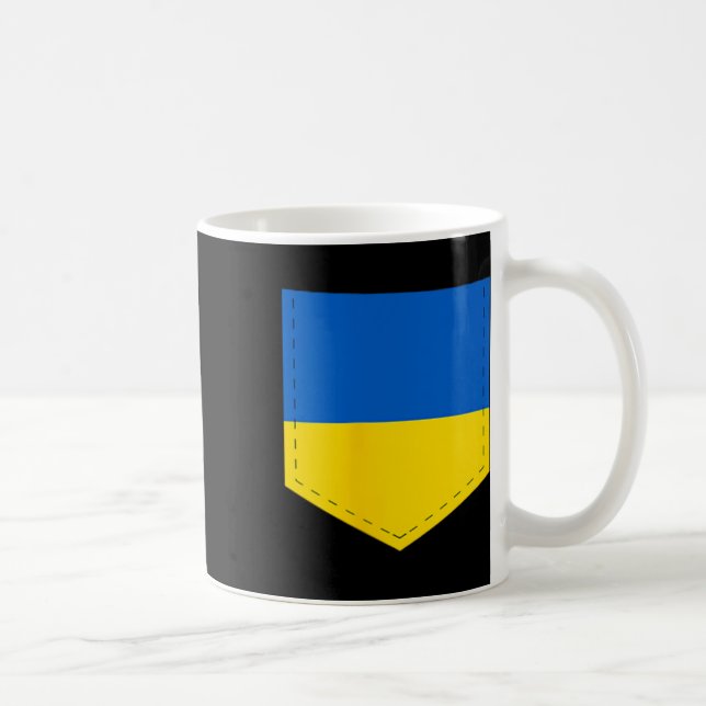Ukraina Flagga Med Tryckt Ukrainsk Flagga Fick  Kaffemugg (Höger)