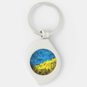 Ukraina flagga mosaic swirl silverfärgad nyckelring