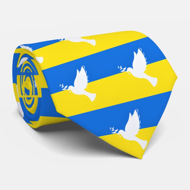 Ukraina Flagga Neck Tie Dove of Peace - Freedom Slips (Rullad)
