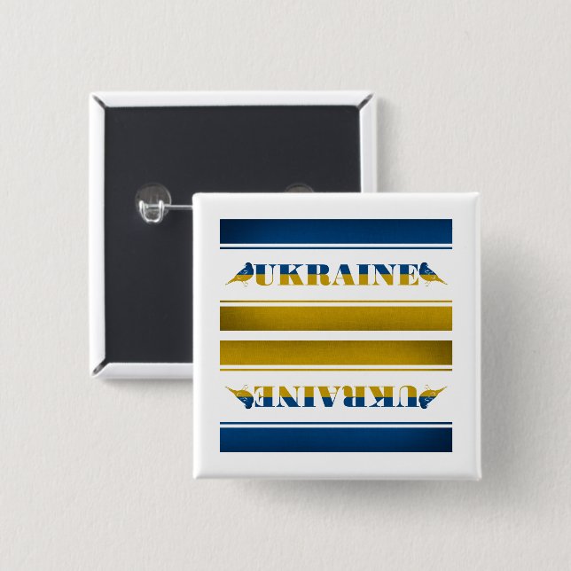Ukraina Flagga, Nightingale Birds Knapp (Framsida & baksida)