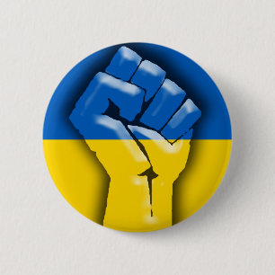 UKRAINA FLAGGA och FIST för Solidaritet Knapp