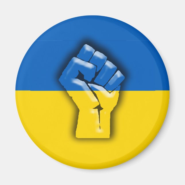UKRAINA FLAGGA och FIST för Solidaritet Magnet (Framsidan)