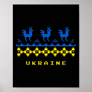 Ukraina Flagga Och Traditionell Ukrainsk Folklig M Poster