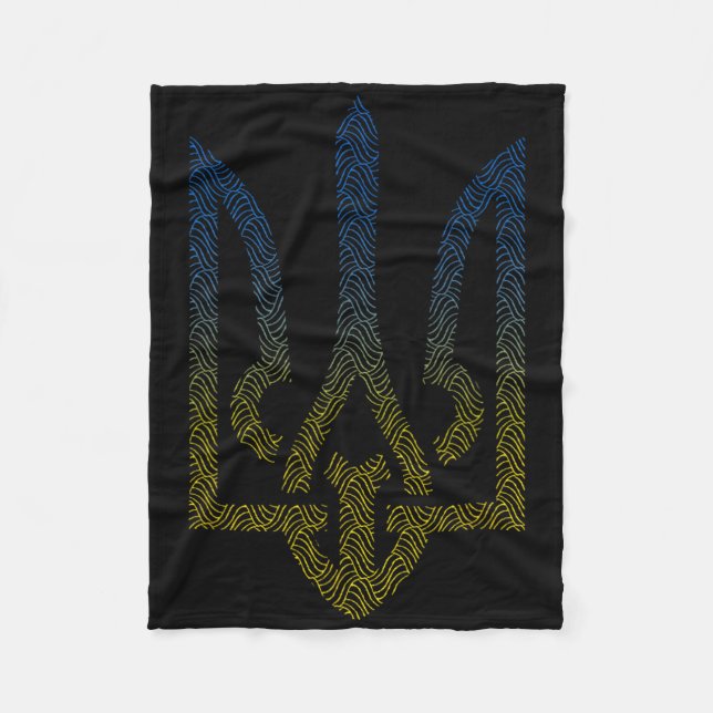 Ukraina Flagga Och Trident Ukrainsk Jag Står Med U Fleecefilt (Framsidan)
