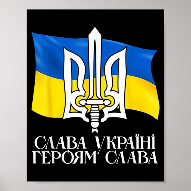 Ukraina Flagga och Trident Ukrainska 9 Poster (Framsidan)