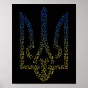 Ukraina Flagga Och Trident Ukrainska Jag Står Med Poster