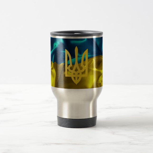 Ukraina flagga och Tryzub travel mug Resemugg (Center)