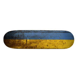 Ukraina flagga på gammalt Wood korn Mini Skateboard Bräda 18,7 Cm