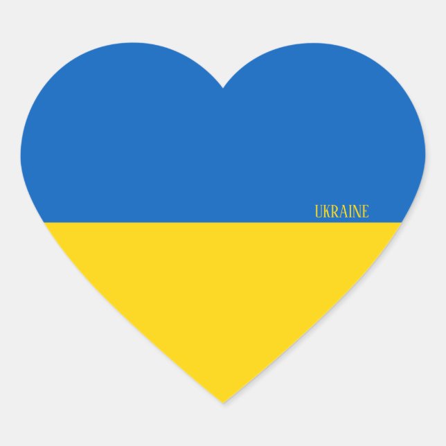 Ukraina Flagga Patriotic Hjärtformat Klistermärke (Framsida)