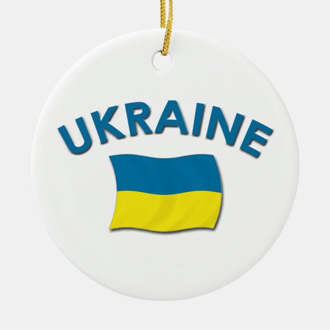 Ukraina flagga - prydnad julgransprydnad keramik (Framsidan)