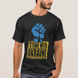 Ukraina Flagga Raising Fist Blue Gult T-Shirt
