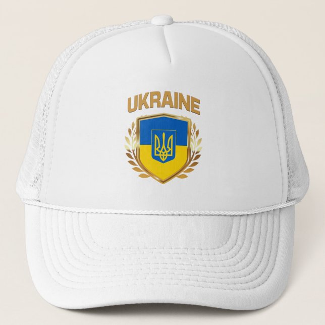 Ukraina Flagga Shield & Emblem Keps (Framsida)