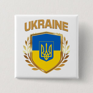 Ukraina Flagga Shield & Emblem Knapp