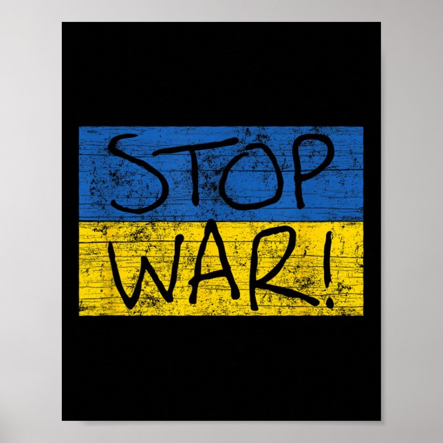 Ukraina Flagga Shirt Stop Krig i Ukraina Poster (Framsidan)