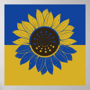 Ukraina Flagga solblommor, Ukraina Land Flagga Poster