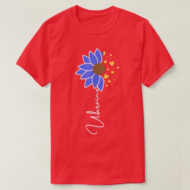 Ukraina Flagga Solros Heart T Shirt (Design framsida)
