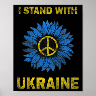 Ukraina Flagga Solros Jag Står Med Ukraina Stöd Poster