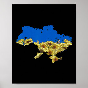 Ukraina Flagga Solros T-shirt Blommig Vintage Ukra Poster