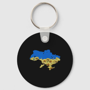 Ukraina Flagga Solros Tee Floral Vintage Ukrainia Nyckelring