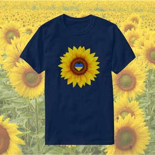 Ukraina Flagga Solrosblått och Gult T Shirt