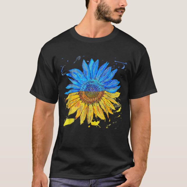 Ukraina Flagga SolrosVintage T Shirt (Framsida)
