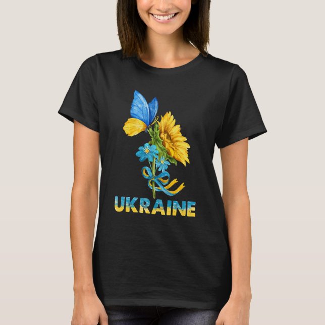 Ukraina Flagga SolrosVintage  T Shirt (Framsida)