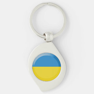 Ukraina flagga swirl silverfärgad nyckelring