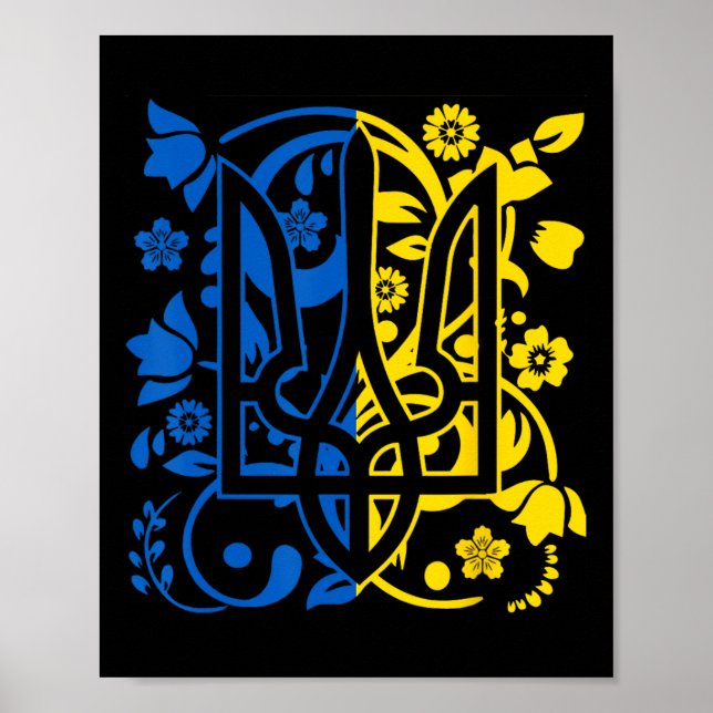 Ukraina Flagga Symbol Flora Solros Ukrainsk Stolth Poster (Framsidan)
