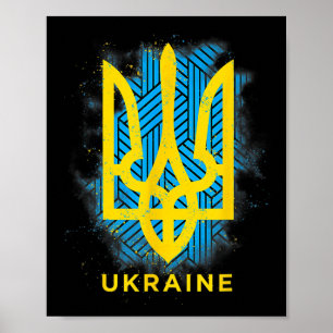 Ukraina Flagga Symbol Kärlek Fred Och Lycka Poster