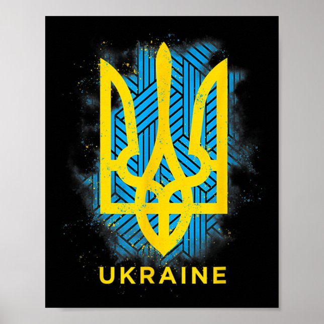 Ukraina Flagga Symbol Kärlek Fred Och Lycka  Poster (Framsidan)