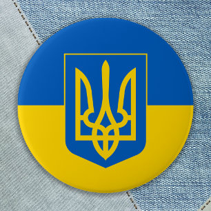 Ukraina Flagga Trident Blue Gult Ukraina Knapp