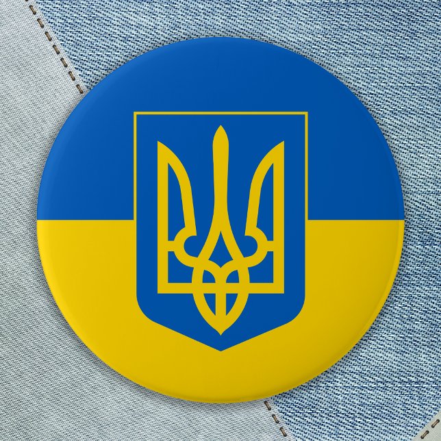 Ukraina Flagga Trident Blue Gult Ukraina Knapp (Skapare uppladdad)
