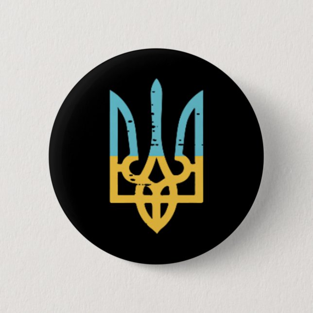 Ukraina Flagga Trident Fick Ukrainska Vapen Kvinno Knapp (Framsida)