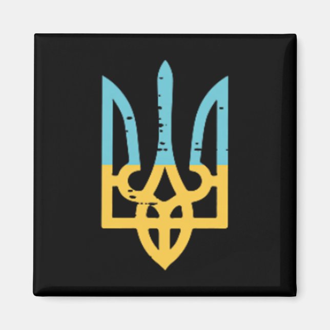 Ukraina Flagga Trident Fick Ukrainska Vapen Kvinno Magnet (Framsidan)