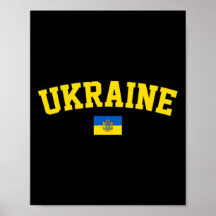 Ukraina Flagga Trident Symbol Ukrainsk Patriotisk Poster
