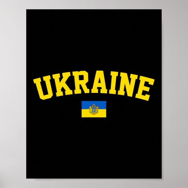 Ukraina Flagga Trident Symbol Ukrainsk Patriotisk  Poster (Framsidan)