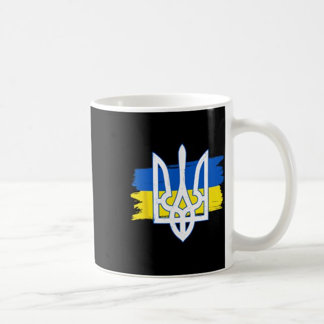 Ukraina Flagga Trident - Ukrainsk Tryzub Patriotis Kaffemugg (Höger)