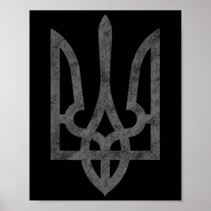 Ukraina Flagga Ukraina Armé Trident Symbol Mitten Poster