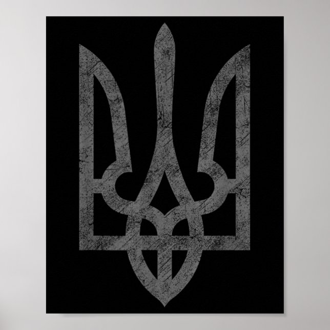 Ukraina Flagga Ukraina Armé Trident Symbol Mitten  Poster (Framsidan)