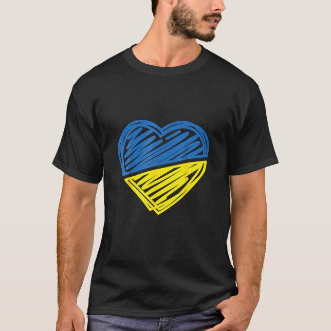 Ukraina Flagga Ukraina Heart T Shirt (Framsida)