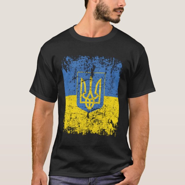 Ukraina Flagga Ukraina T Shirt (Framsida)