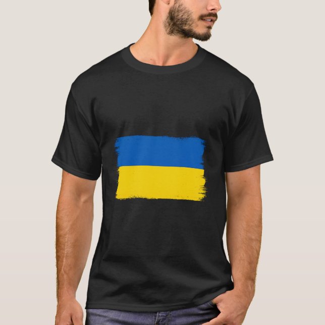 Ukraina Flagga Ukraina T Shirt (Framsida)