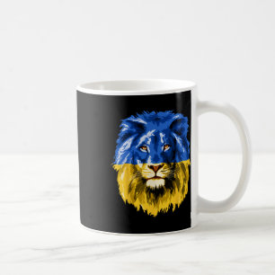 Ukraina Flagga Ukrainsk Lejon Ansikte Ukrainska Na Kaffemugg