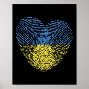 Ukraina Flagga Ukrainskt Hjärta Dna Poster