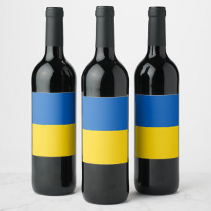 Ukraina flagga vinflaska etikett