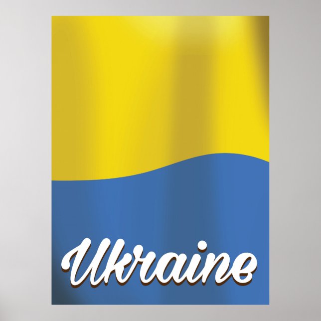 Ukraina flagga vintage reseposter poster (Framsidan)