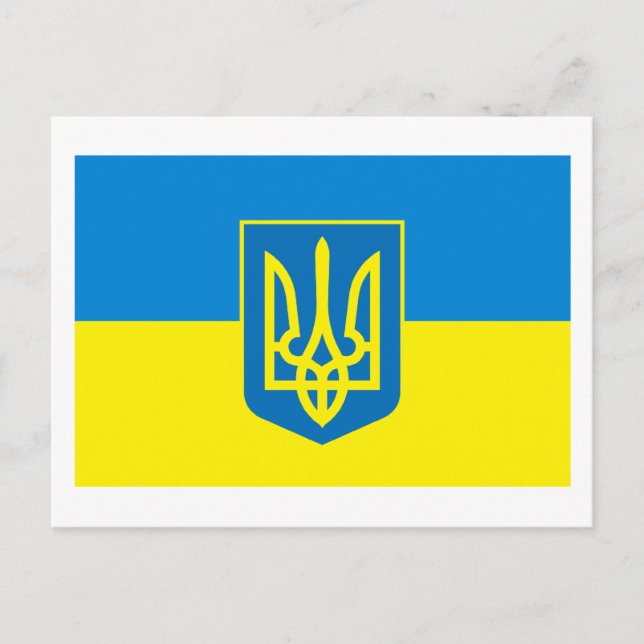 Ukraina Flagga w COA-vykort Vykort (Framsida)